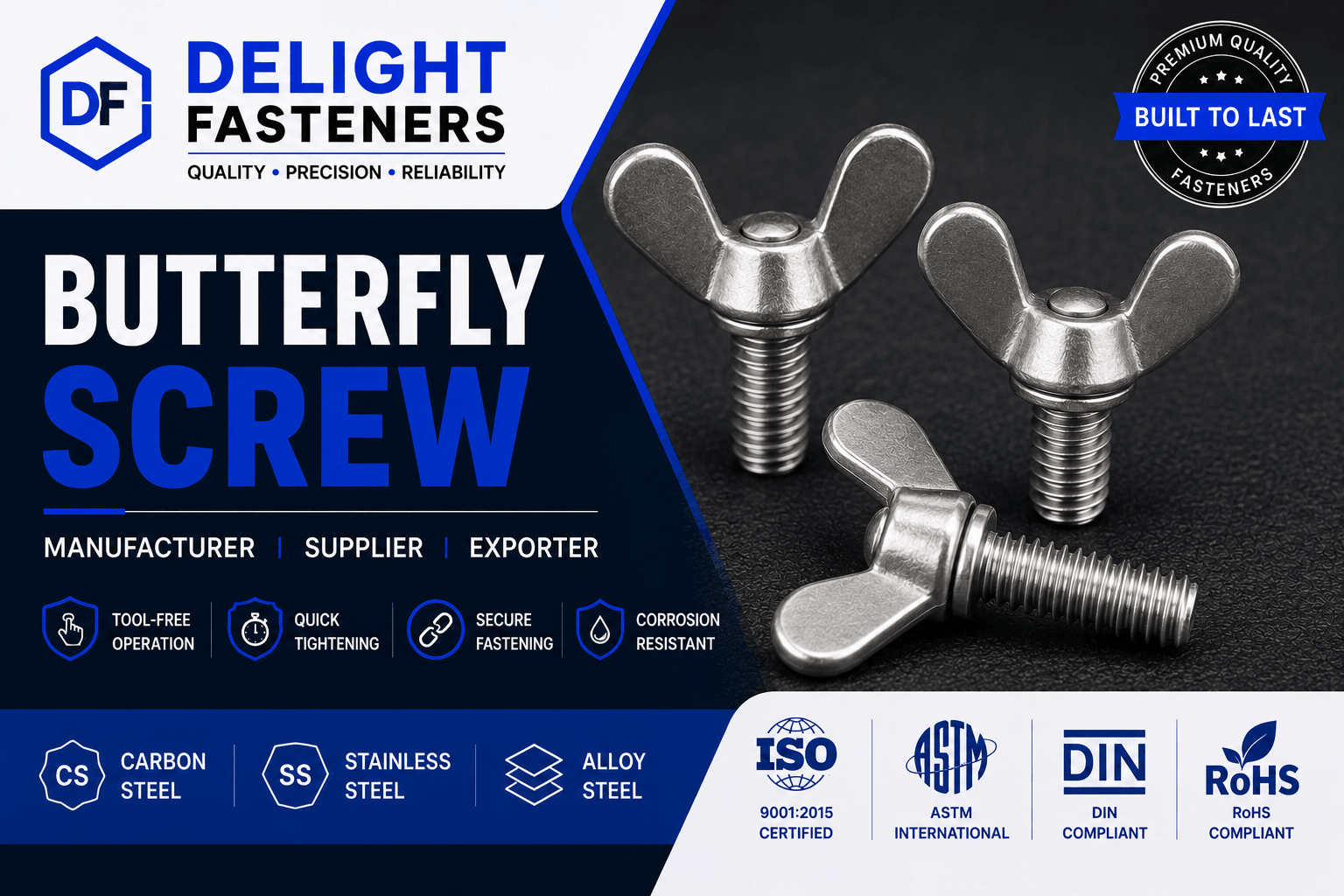 You are currently viewing Butterfly Screw Manufacturer, Supplier & Exporter in India