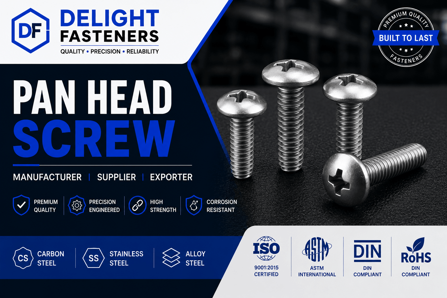 You are currently viewing Pan Head Screw Manufacturer, Supplier & Exporter in India